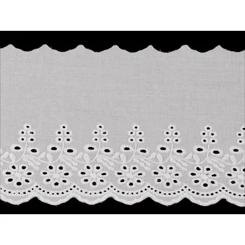 Krajka Bavlněná madeira - štykování šíře 13 cm, střední, 1 bílá