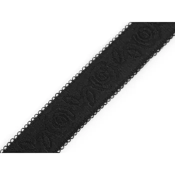 Pruženka ramínková růžičky šíře 20 mm, střední, 2 černá