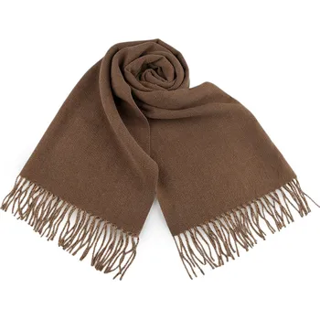 Šála Zimní šála / pléd s třásněmi 65x180 cm, velké, 11 hnědá světlá