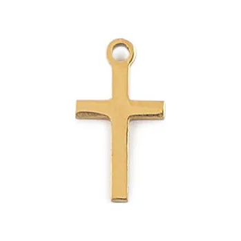 Přívěsek Přívěsek z nerezové oceli křížek, střední, 2 zlatá