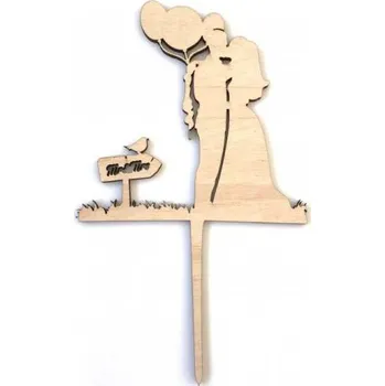 Balónek Cesil dřevěný zápich do dortu Novomanželé s balónky