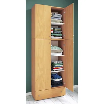 Šatní skříň Vcm Šatní skříň Lona XXL s otočnými dveřmi se zásuvkou, buk