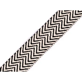 Bavlněný oboustranný popruh šíře 38 mm, střední, 1 režná světlá černá