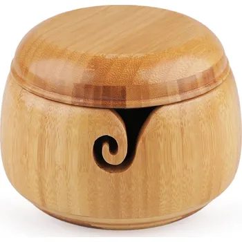 Dóza na potraviny Bambusová dóza na pletací přízi, střední, přírodní stř.