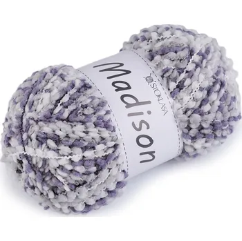 Příze Pletací příze nopková Madison 100 g, střední, 6 šedá světlá šedá