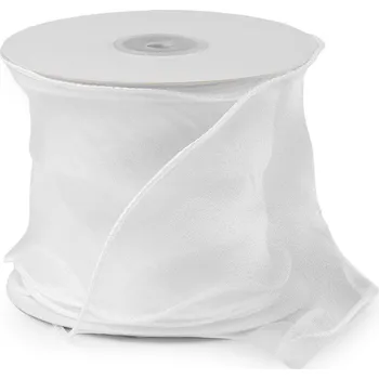 Stuha Organzová stuha s perleťovým leskem šíře 10 cm, střední, 1 (29) bílá