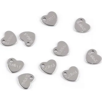 Přívěsek Přívěsek / komponent k výrobě šperků z nerezové oceli se značkou S.steel, velké, 1 platina srdce