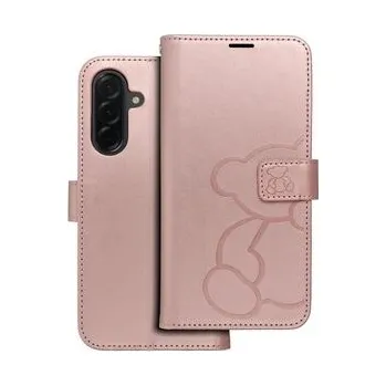 Pouzdro na mobilní telefon Pouzdro MEZZO Book pro SAMSUNG A36 5G teddy bear zlaté růžové - OEM + zdarma možnost vyzkoušet a vrátit zboží do 30 dní
