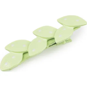 Náramek Kovová sponka do vlasů mašle, listy, střední, 8 zelená sv. list