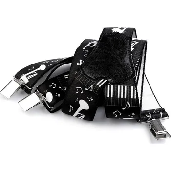 Kšandy Šle hudební šíře 4 cm délka 120 cm, velké, 4 černá bílá