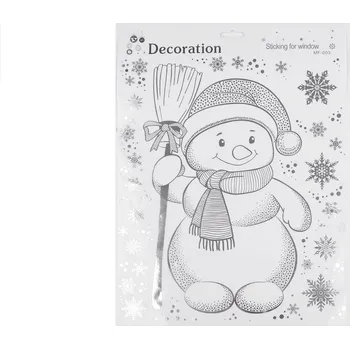 Vánoční dekorace Vánoční okenní fólie samolepicí, střední, 3 stříbrná sněhulák