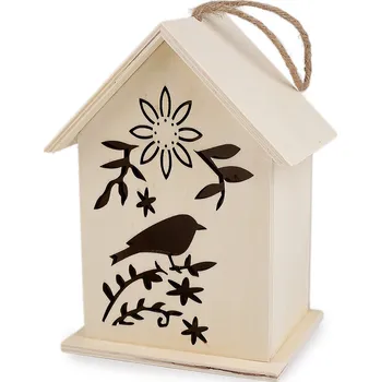 Závěsný dřevěný domeček / budka k domalování, střední, 2 přírodní sv.