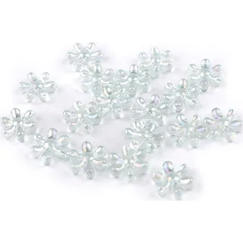 Dětské navlékací korálky Plastové korálky s AB efektem květ Ø17 mm, velké, 6 mint