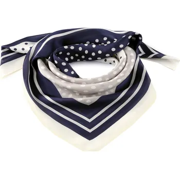 Šátek Saténový šátek puntík 70x70 cm, střední, 1 modrá tmavá