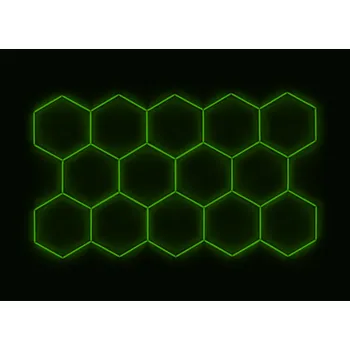 LED panel Kompletní LED hexagonové svítidlo zelené, rozměr: 14 elementů 420 x 238 cm