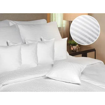 Povlečení DADKA VRACOV Povlečení atlas grádl bílý proužek 1 cm 240x200, 2x 70x90 cm