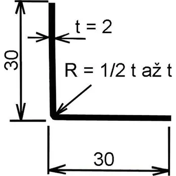 Stavební profil Jekl pozinkovaný otevřený L 30x30x2 mm – 6 m