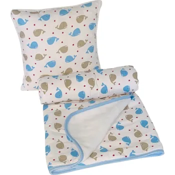 látková plena SVITAP sleep well Dětská sada pro batolata Velryba modrá 35x35, 90x100 cm