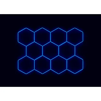 LED panel Kompletní LED hexagonové svítidlo modré, rozměr: 11 elementů 336 x 238 cm
