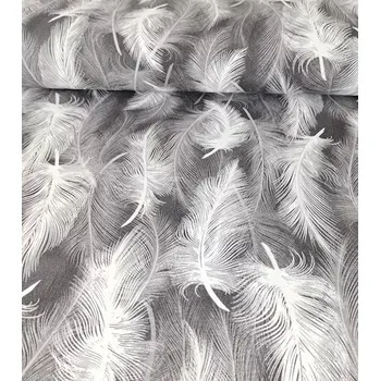 Loneta dekorační látka peří šedé | RTex
