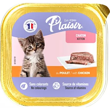 Krmivo pro kočku Plaisir Cat Kitten kuřecí, vanička 100 g