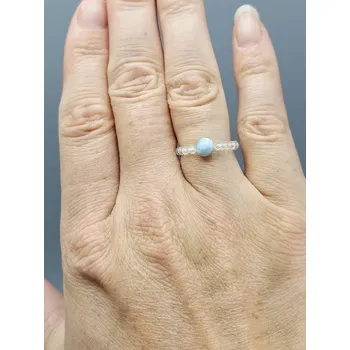 Prsten Prsten Larimar a Křišťál 2-3 mm fazetovaný cca 4,9 cm