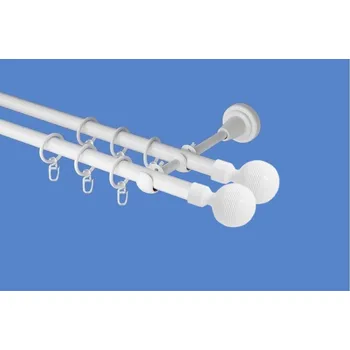 Garnýž Garnýž kovová dvouřadá 19mm Gabi double bílá 100 cm (do stěny / kroužky s háčkem)