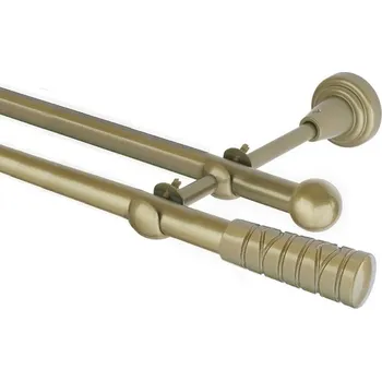 Garnýž Garnýž kovová dvouřadá 16mm Torino zlatá antik 410 cm (do stěny / na tunýlek - bez kroužků)