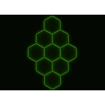LED panel Kompletní LED hexagonové svítidlo zelené, rozměr: 9 elementů 246 x 386 cm