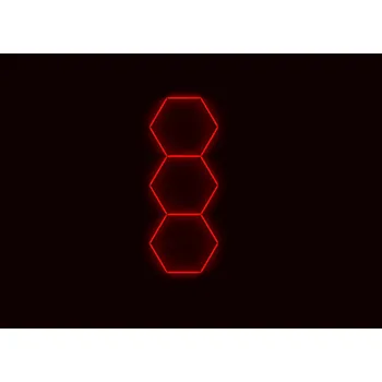 LED osvětlení Kompletní LED hexagonové svítidlo červené, rozměr: 3 elementy 97 x 246 cm