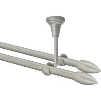 Garnýž Garnýž kovová dvouřadá 16mm Špice double stříbrná mat 440 cm (do stropu / na tunýlek - bez kroužků)