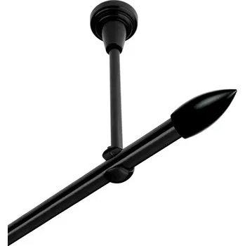 Garnýž kovová jednořadá 16mm Špice černá 100 cm (do stropu / na tunýlek - bez kroužků)