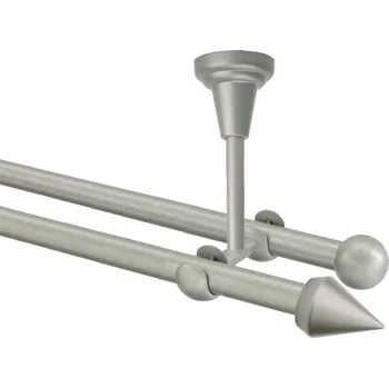 Garnýž Garnýž kovová dvouřadá 16mm Hrot stříbrná mat 250 cm (do stropu / na tunýlek - bez kroužků)