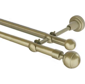 Garnýž Garnýž kovová dvouřadá 16mm Paola zlatá antik 430 cm (do stěny / na tunýlek - bez kroužků)