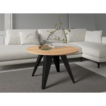 Konferenční stolek Kulatý konferenční stolek ORESTA - černý / dub kraft zlatý