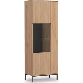 Policová skříň Vitrína s prosklenou částí NIXI - dub rockford hickory