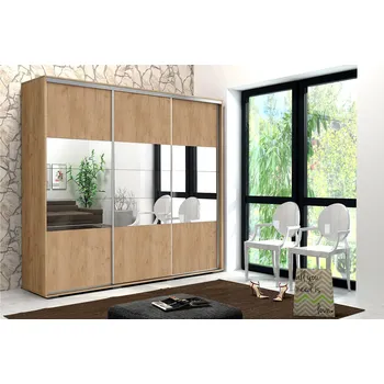 Šatní skříň Třídveřová šatní skříň 250/215 LUCA - dub craft zlatý