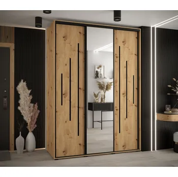 Šatní skříň Šatní skříň YVONA 13 - 180/60 cm, dub artisan / černá