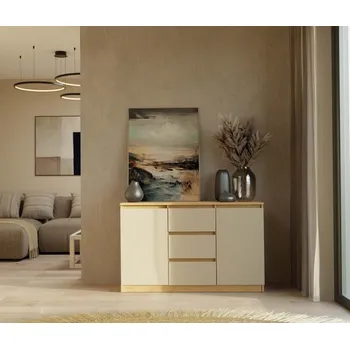 Komoda Široká komoda se šuplíky a dvířky ELBE - dub artisan / kašmír