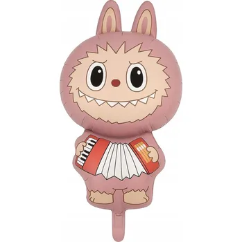 Balónek Fóliový balónek Labubu s akordeonem, růžový (6217), 41 x 77 cm