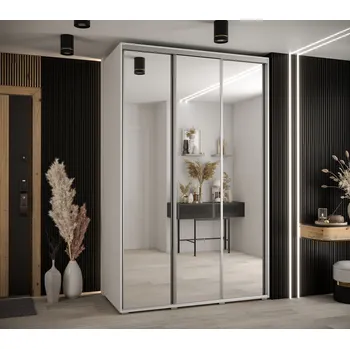 Šatní skříň Šatní skříň YVONA 2 - 160/60 cm, bílá / stříbrná