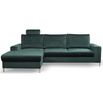 Sedací souprava Rozkládací sedačka s úložným prostorem TIMMINS - zelená, levý roh