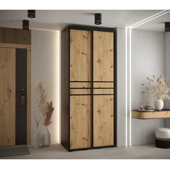 Šatní skříň Šatní skříň ASIRI 10 - 120/45 cm, černá / dub artisan / černá