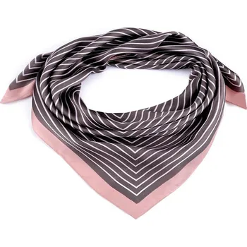 Šátek Saténový šátek s jemným proužkem 70x70 cm, velké, 5 šedá růžová