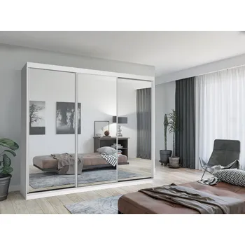 Šatní skříň Zrcadlová šatní skříň 250/62 KAILAN - bílá