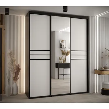 Šatní skříň Šatní skříň ASIRI 11 - 190/60 cm, černá / bílá / černá