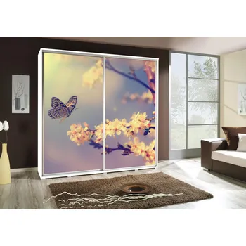 Šatní skříň Široká šatní skříň 205 cm s potiskem DANUBE 51 - bílá