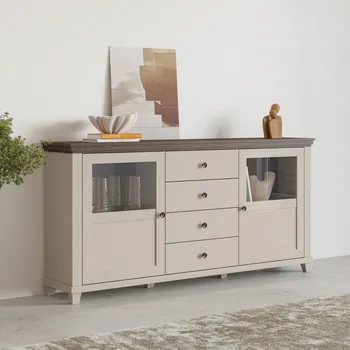 Komoda Široká kombinovaná komoda EROL - béžová / dub dunin