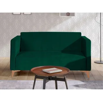 Pohovka Dvoumístná pohovka SIMON - tmavě zelená / nožičky světlý dub