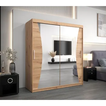 Šatní skříň Skříň s posuvnými dveřmi MARTA - šířka 180 cm, dub artisan
